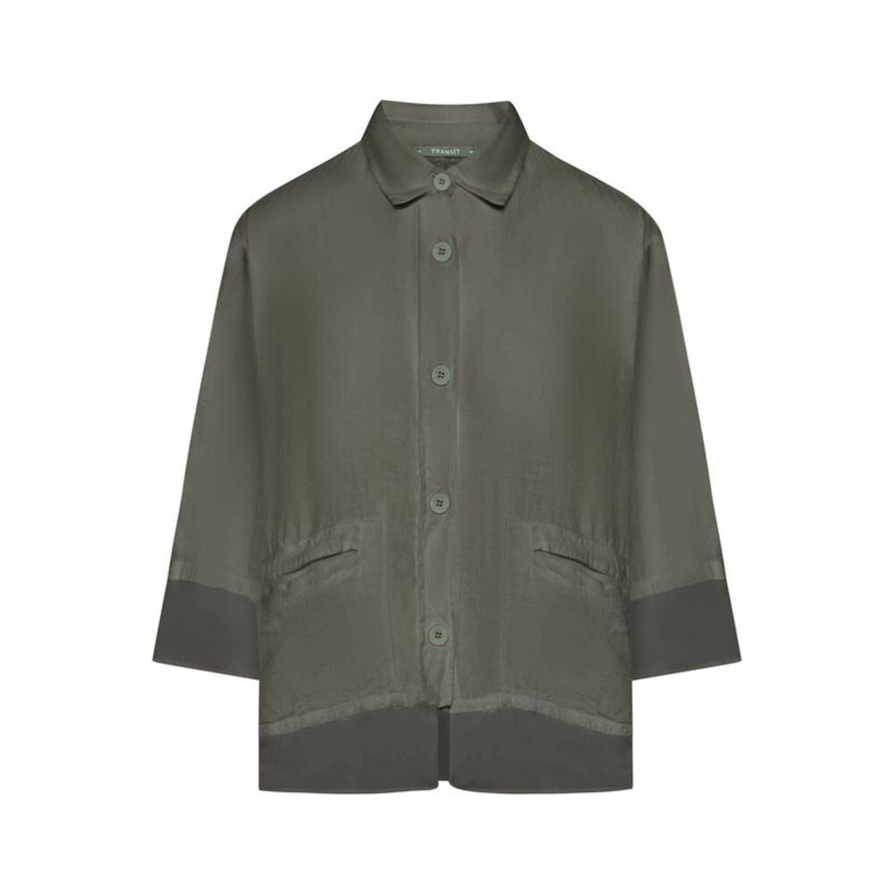 Transit Women 3/4 Sleeve Linen Shirt With Georgette Inserts